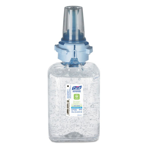 Advanced Hand Sanitizer Green Certified Gel Refill, 700 ml, Fragrance Free, 4/Carton