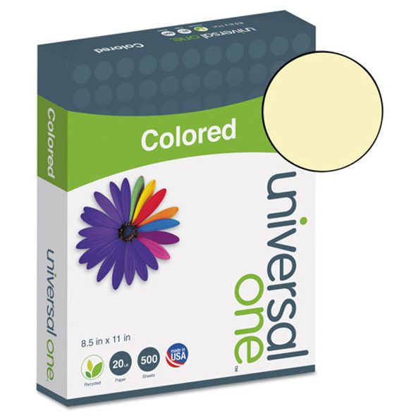 Universal Deluxe Colored Paper, 20lb, 8.5 x 11, Canary, 500/Ream