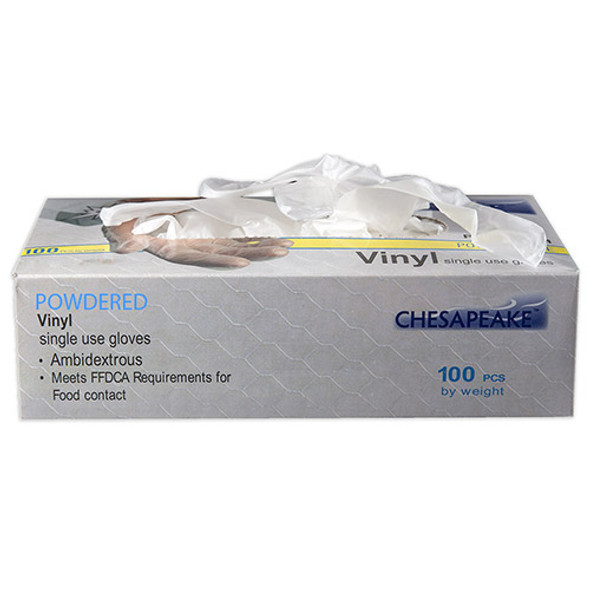 Large Lightly Powdered Vinyl Gloves, 10 Boxes of 100
