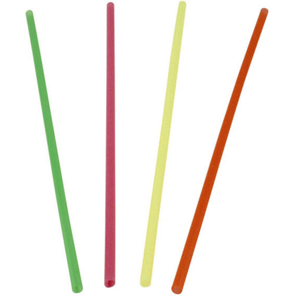 Assorted Slim Neon Straws, 8"