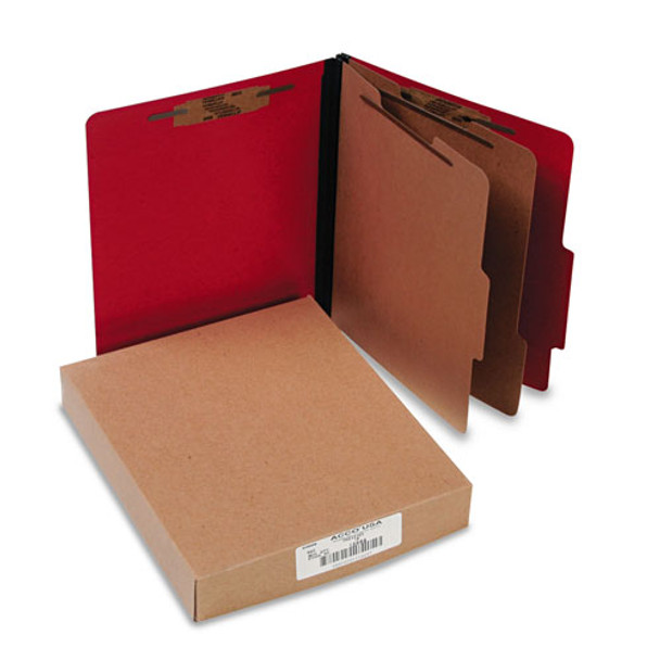 ColorLife PRESSTEX Classification Folders, 2 Dividers, Letter Size, Executive Red, 10/Box