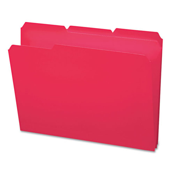 Top Tab Poly Colored File Folders, 1/3-Cut Tabs, Letter Size, Red, 24/Box