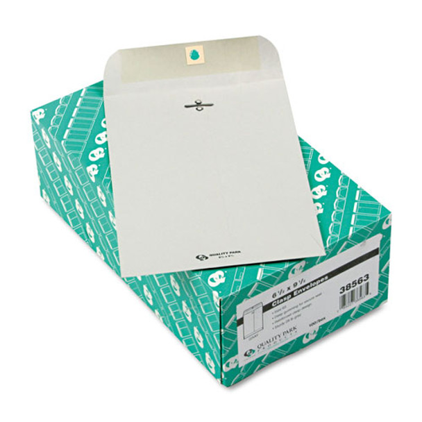 Clasp Envelope, #63, Cheese Blade Flap, Clasp/Gummed Closure, 6.5 x 9.5, Executive Gray, 100/Box