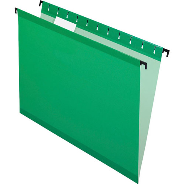 Poly Laminate Hanging Folders, Letter, 1/5 Tab, Bright Green, 20/Box