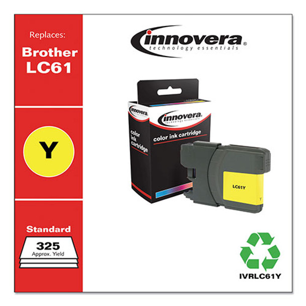 Remanufactured Yellow Ink, Replacement For Brother LC61Y, 750 Page Yield