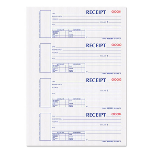 Hardcover Numbered Money Receipt Book, 6 7/8 x 2 3/4, Two-Part, 300 Forms