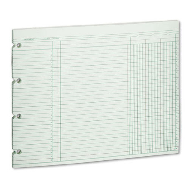 Green Columnar Sheets, Single Page Format, 3 Cols, 9 1/4x11 7/8, 100/Pack