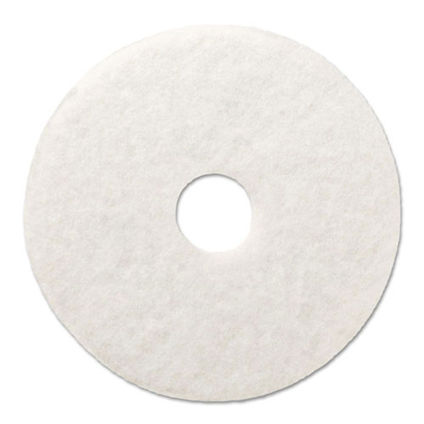 Polishing Floor Pads, 21" Diameter, White, 5/Carton