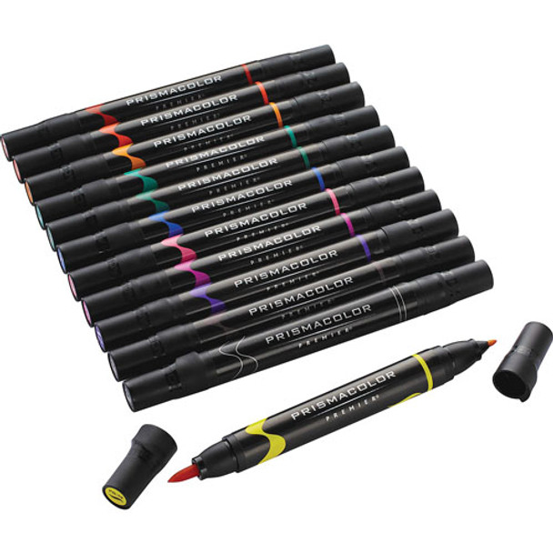 Premier Double-Ended Markers, Assorted, 12/Set