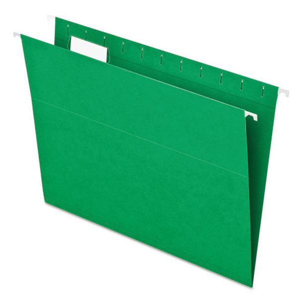 Essentials Colored Hanging Folders, 1/5 Tab, Letter, Bright Green, 25/Box