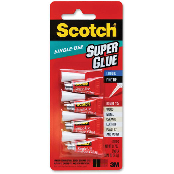 Super Glue Liquid Plus, Pointed Tip, .07oz., 4/PK, Clear