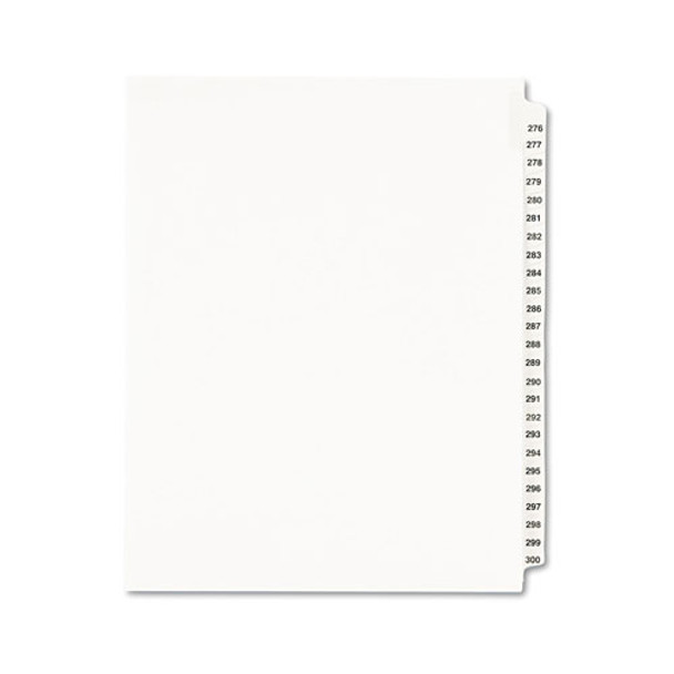 Preprinted Legal Exhibit Side Tab Index Dividers, Style, 25-Tab, 276 to 300, 11 x 8.5, White, 1 Set