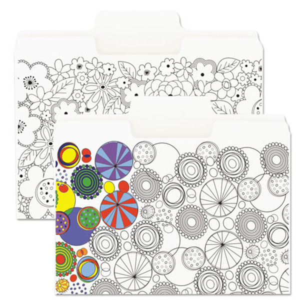 SuperTab Coloring File Folders, 1/3 Cut, 3/4" Expansion, Letter, White, 6/Pack