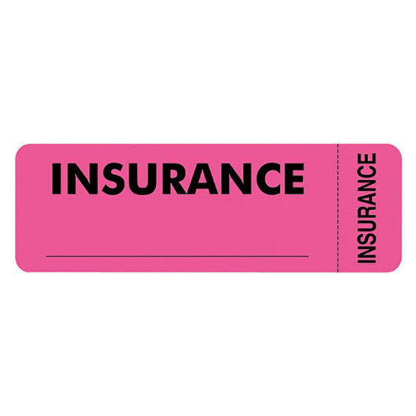Insurance Labels, 3"x1", Pink