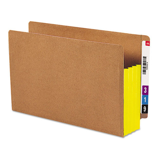 Redrope Drop-Front End Tab File Pockets w/ Fully Lined Colored Gussets, 3.5" Expansion, Legal Size, Redrope/Yellow, 10/Box