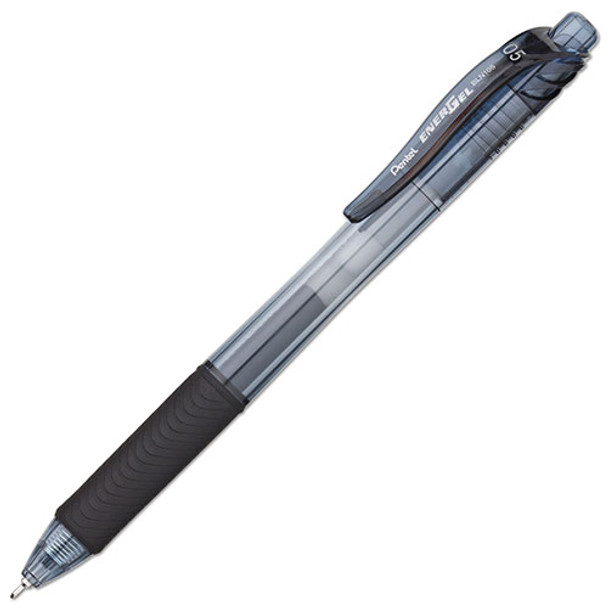 EnerGel-X Retractable Gel Pen, 0.5 mm Needle Tip, Black Ink/Barrel, Dozen