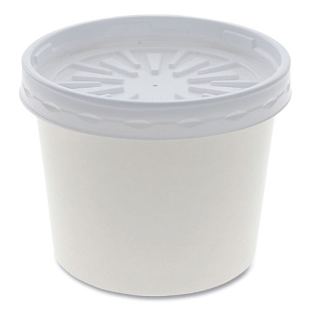 Paper Round Food Container and Lid Combo, 12 oz, 3.75" Diameter x 3h", White, 250/Carton