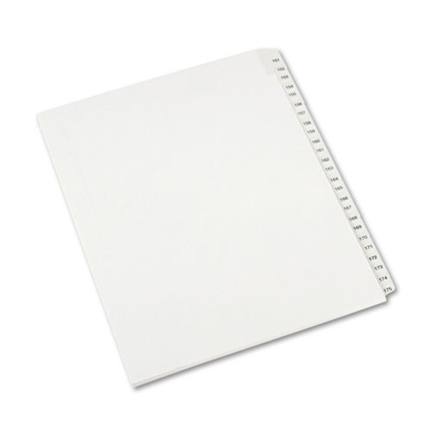Preprinted Legal Exhibit Side Tab Index Dividers, Allstate Style, 25-Tab, 151 to 175, 11 x 8.5, White, 1 Set