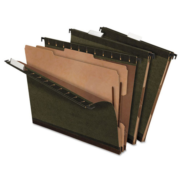 SureHook Reinforced Hanging Divider Folders, 2 Dividers, Letter Size, Green, 10/Box