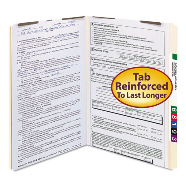 Top Tab 2-Fastener Folders, Straight Tab, Legal Size, 11 pt. Manila, 50/Box
