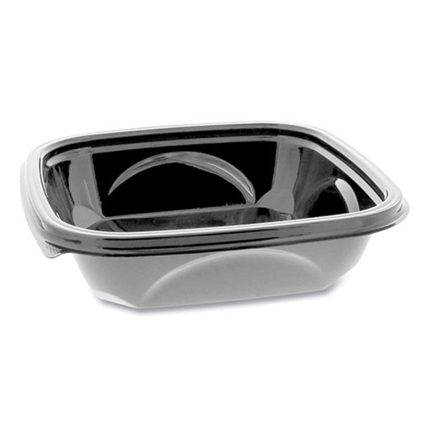 EarthChoice PET Container Bases, 7 x 7 x 1.52, 24 oz, 1-Compartment, Black, 300/Carton