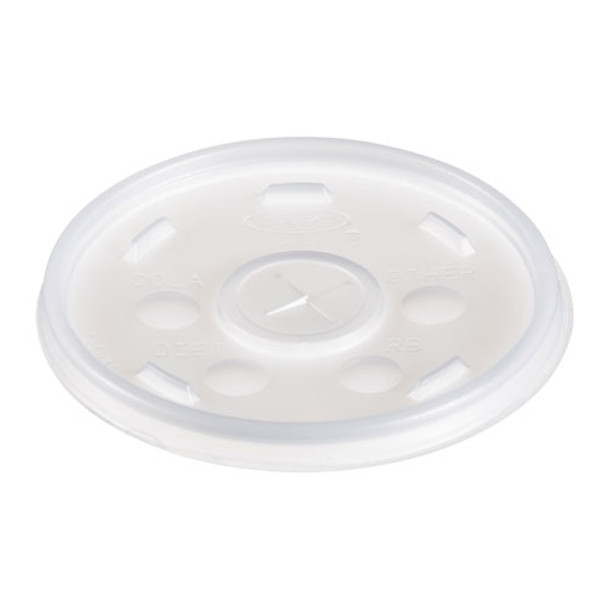 Dart Plastic Lids for Foam Cups, Bowls and Containers, Flat with Straw Slot, Fits 6-14 oz, Translucent, 1,000/Carton