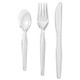 Cutlery Keeper Tray w/Clear Plastic Utensils: 600 Forks, 600 Knives, 600 Spoons