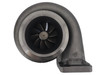 Top-down view of the Momentum Worx 80MM CAT turbocharger focusing on the 1.45 A/R non-wastegated exhaust housing and divided T6 turbine inlet.