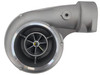 Front top view of the Momentum Worx billet 80MM CAT turbocharger showing the compressor cover and compressor inlet.