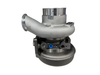 Side view of the Paccar MX-13 HE400VG turbocharger highlighting the variable geometry turbocharger assembly and actuator configuration.