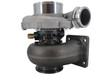 New Garrett 465355-5001S John Deere turbocharger, rear angle view highlighting the compressor outlet, center section, and turbine housing.