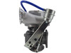 Side profile view of Momentum Worx HX55 water-cooled wastegated turbocharger for Cummins QSM11.