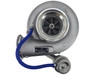 Top view of Momentum Worx HX55 turbocharger for Cummins QSM11, looking down at the compressor cover.