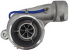 Top view of aftermarket S410SX turbocharger for CAT 3406E and C15 engines, looking down at the compressor cover.