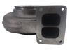 Close-up of the divided T6 inlet flange on the Momentum Worx GT50 / GTX50 1.10 A/R turbine housing, showing the true divided volute design.