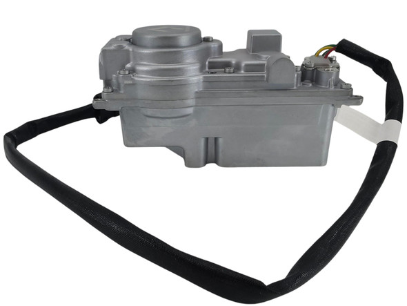 Detailed view of the Momentum Worx 12V electronic VGT actuator housing for compatible Cummins ISX turbochargers.