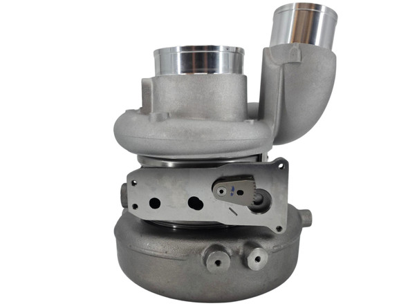 Compressor-side view of the HE300VG replacement turbocharger for compatible Ram 6.7L Cummins applications.