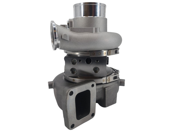 New aftermarket HE400VG turbocharger for Komatsu equipment and Cummins QSB/QSL diesel engines. Short configuration without actuator. Heavy-duty VGT turbocharger replacement