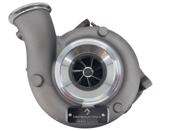 New aftermarket HE300VG turbocharger for Cummins QSB diesel engines. Short configuration without actuator. Direct replacement variable geometry turbocharger for industrial, agricultural, and construction applications.