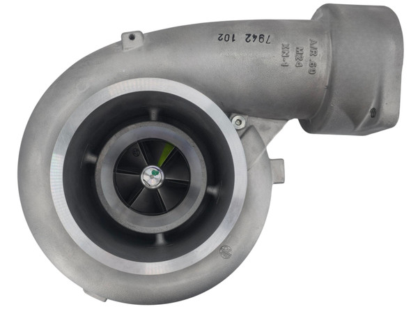 Genuine Garrett GT4702 non-wastegated turbocharger for Caterpillar 3406E and C15 diesel engines. Professionally converted from a factory wastegated configuration for improved simplicity, reliability, and long-term durability.