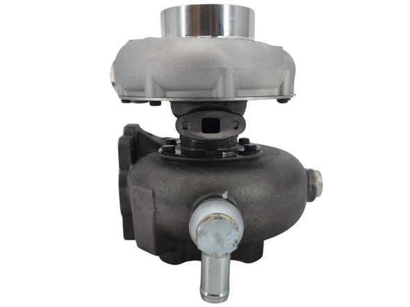 Genuine Holset H2D Cummins 6CTA marine turbocharger 3538624H, opposite side angle showing the compressor housing, center housing, oil connections, and turbine housing.