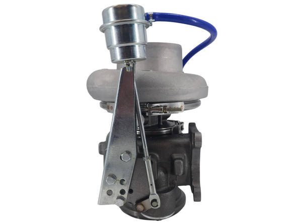 Side profile view of Momentum Worx HX55W turbocharger for Cummins M11, QSM11, and ISM applications.