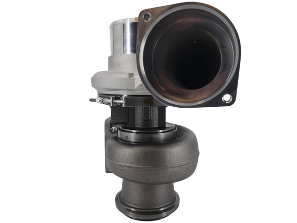 Side profile view of aftermarket S410SX stock replacement turbocharger for Caterpillar 3406E and C15 engines.