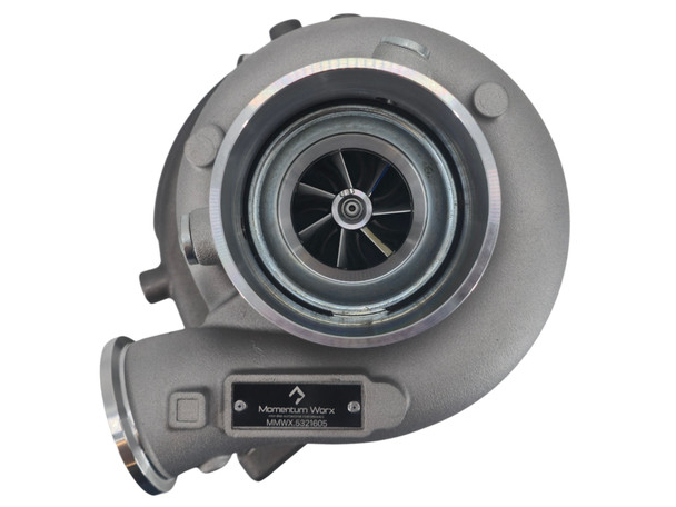New aftermarket HE400VG turbocharger for Komatsu equipment and Cummins QSB/QSL diesel engines. Short configuration without actuator. Heavy-duty VGT turbocharger replacement