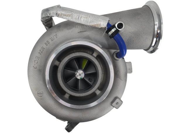 New Genuine Garrett GTA4502 turbocharger 762548-5004S for Caterpillar C13 diesel engines, front angle view showing the compressor housing, center section, and turbine housing.
