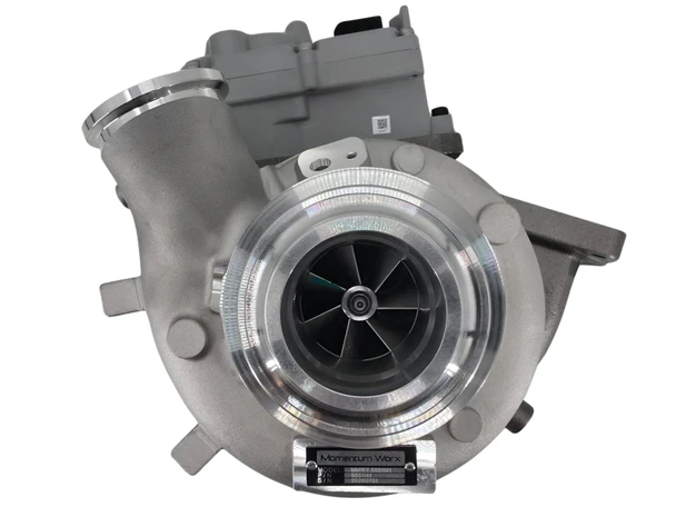 Momentum Worx HE400VG turbocharger with 12V electronic VGT actuator for 2021-2023 Cummins X15 EPA21 applications, MMWX.5551141S.