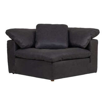 Clay Corner Chair Nubuck Leather Black "YJ-1004-02"