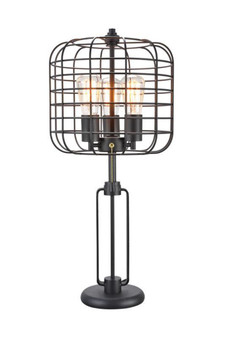 "70003T" 26.5" In Powder Coated Industrial Cage 3 Light Edison Table Lamp By Ore International