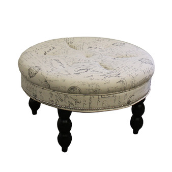 "HB4447" 19.5"H Old World Round Signature Ottoman By Ore International