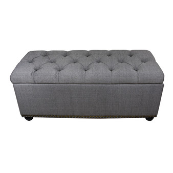 "HB4503" 18" Tufted Grey Storage Bench+3Pcs Ottoman Seating By Ore International